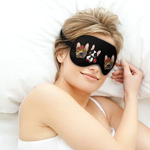 Máscara de sono francesa Bulldog French Bulldog macia máscara ocular portátil com cinta ajustável para
