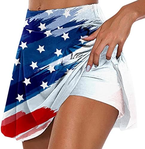 Flowy Pleated Tennis Skorts Saias com shorts para mulheres Skorts de golfe de cintura alta 2 em 1 gradiente