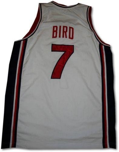 Larry Bird assinou a camisa oficial da NBA White USA Nike - camisas autografadas da NBA