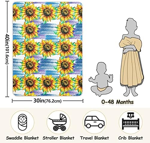 Cobertores de bebê de girassol em aquarela para meninos super macios, cobertores de criança para meninas, cobertor