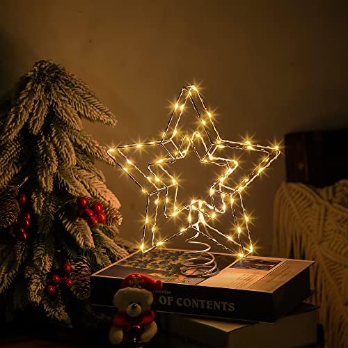 Christmas Star Tree Topper Light Decoration, grande moldura de ferro duplo iluminam a árvore de Natal com
