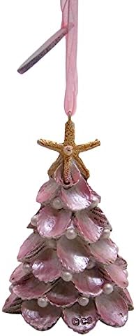 Árvore de Natal de Resina Seia com Starfish Topper Ornament, tema náutico, decoração de férias, 4,5 polegadas