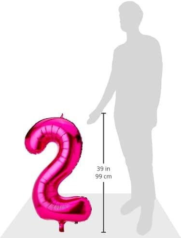 Número 2 Balão em forma de folha - 34 , rosa, 1 pc