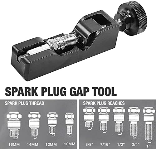Topcapak Universal Sank Plug Gap Tool Black Threaded Gapper Kit Compatível com a maioria das velas de ignição de