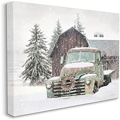 Stuell Industries Rural Vintage Truck & Barn Snowy Winter Landscape, Design de Lori Deiter