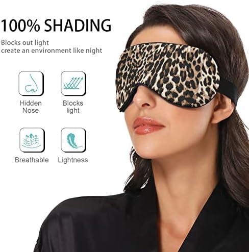 Máscara do sono com padrão de leopardo para homens homens macios e confortáveis ​​máscara ocular bloqueando