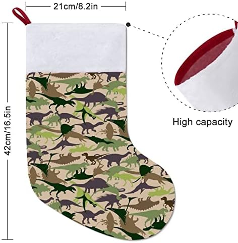 Dinossauros de camuflagem personalizados meias de natal de natal lareira de família de decorações penduradas
