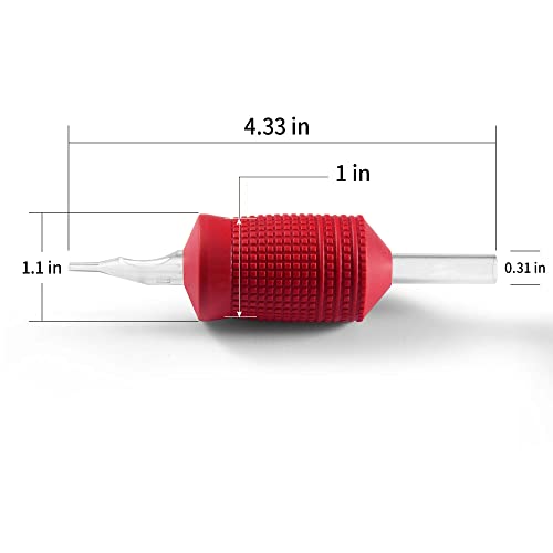 BEZTAT 25mm Ultra Premium Clear Dispossable Tubos com Grip de silicone macio vermelho- 20 pacote, ponta de magnum