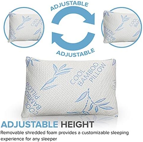 2 Pacote de travesseiros legais de bambu para dormir - travesseiros de cama ajustáveis ​​para dormir - travesseiro