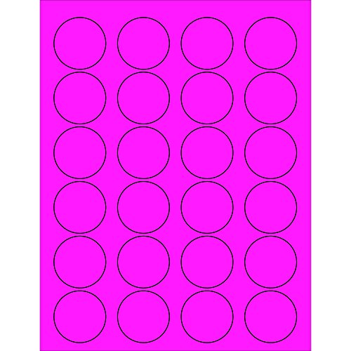 Lógica de fita Aviditi 1 5/8 Rótulos de círculo rosa fluorescente, para impressoras a laser e jato de