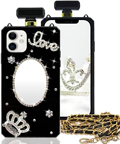 Tinton Compatível com iPhone 11 Bottle Case Luxury Bling Makeup Mirror for Women Girls, elegante