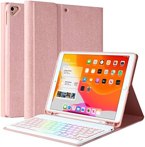 Novo iPad 9th Generation Teckboard Case 10.2 2021/2020/2019,7 Caso de teclado com iluminação de fundo para iPad