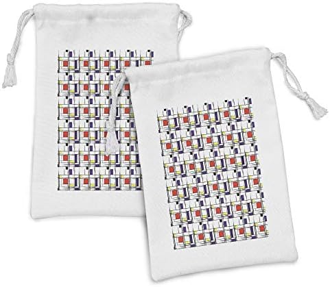 Conjunto de bolsas de tecido colorido lunarable de 2, listras retro listras geométricas Retânulos e quadrados