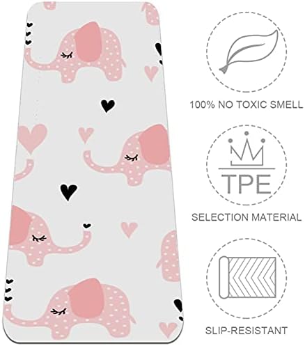 Mat de ioga extra grosso de 6 mm, padrão de elefante rosa impressão e ecologicamente correto TPE Mats