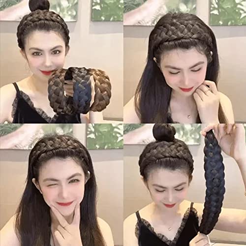 Banda de cabelo peruca elegante trança de peruca coreana de estilo coreano 5 fios de cabelos sintéticos