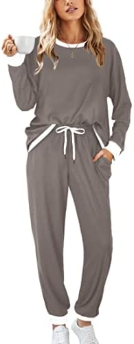 Xieerduo pijamas para mulheres de manga comprida pescoço com bolsos TIY Dye Leopard Plaid Lounge
