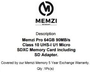 MEMZI PRO 64GB CLASS 10 90MB/S MICRO SDXC CARTÃO DE MEMÓRIA COM ADAPTADOR SD E MICRO USB LEITOR