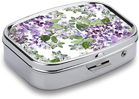 Caixa de comprimidos Lilac Flowers Flores quadradas Caixa de comprimido de comprimido portátil Pillbox
