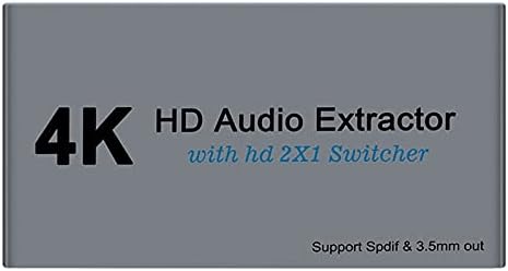 Connectores 4K 30Hz Extrator 2x1 Suporte SPDIF Conversor estéreo de 3,5 mm para VCR -