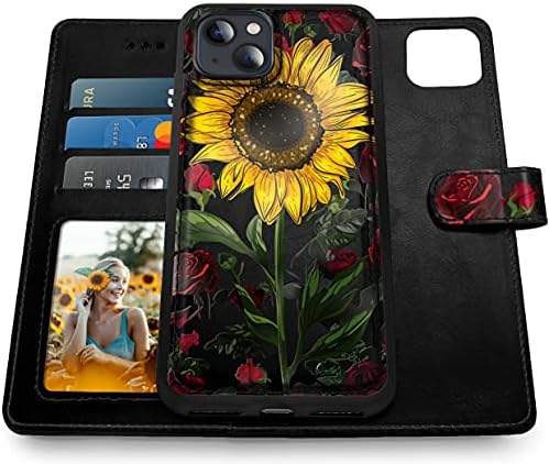 Shields Up projetado para iPhone 14 Wallet Case, carteira de caixa magnética destacável com suporte de cartão