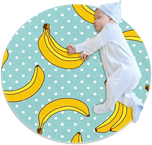 Kids Carpet Playmat Rastrening Rugs Para Baby, Banana Sweet Pattern com Polka Dots Toddler Bedroom Sala de jogo