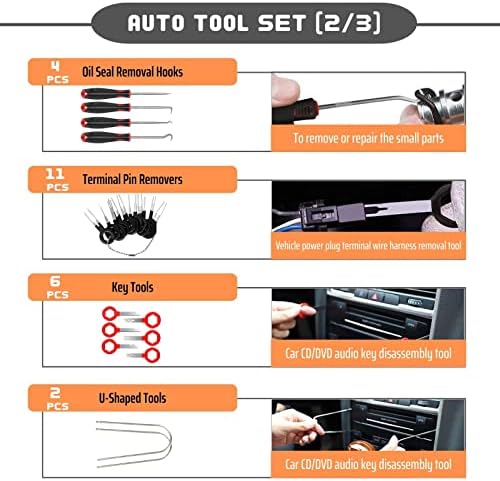 KyMeida Auto Trop Remoção Kit com bolsa de armazenamento - Ferramenta de arejamento, ferramenta de painel de carro,
