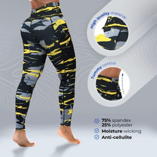 Big Bang colombiano Leggings coloridas para mulheres, leggings de ioga com bolsos para mulheres, leggings de controle