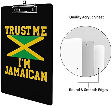 Confie em mim, eu sou jamaicana de clipboards com clipe de metal 12,5 x 8,5 polegadas de clipes de clipes