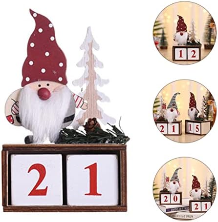 Jojofuny 2 conjuntos de decoração manual bloqueio calendário de madeira Santa Red Party Wood Desk de decoração de