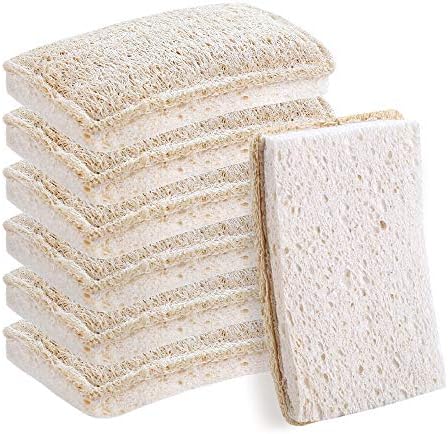 Wangda.g Atualize esponjas de cozinha de bucha natural 6, esponjas ecológicas para pratos, esponjas e lavadores de cozinha reutilizáveis, esponjas de luffa esponjas para lavar louça esponjas de lavagem de louça