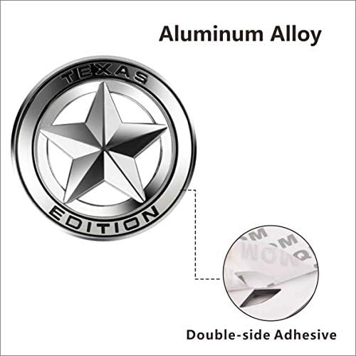 2 contagem de alumínio Alumínio 3d Rodada prata+preto Texas Edição emblema Lone Star Decal Adhesive Sticker