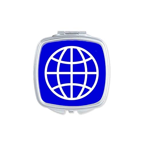 Earth Blue Square Aviso Mark Mirror Portátil Compact Pocket Maquia
