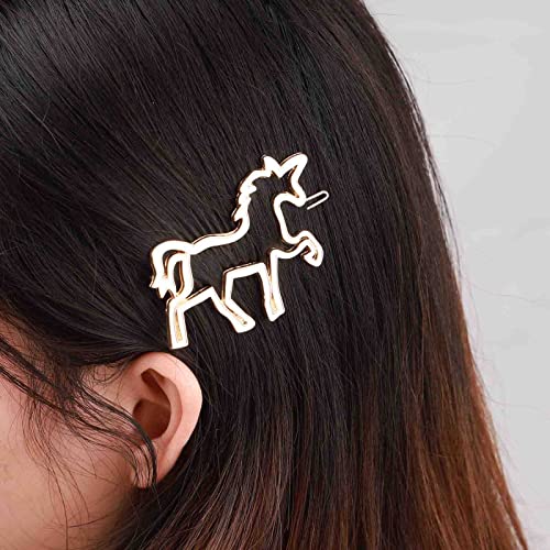 YieDoo Unicorns Clips de cabelo Barrette Gold Gold Pony Hairpins Borda branca Barrette Moda Moda Cabeça