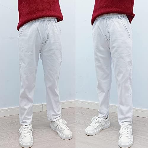 Littlexin Fashion Boys Ter Suit Pants Pull Elastic Pull em calças casuais com idade de 4 a 13 anos