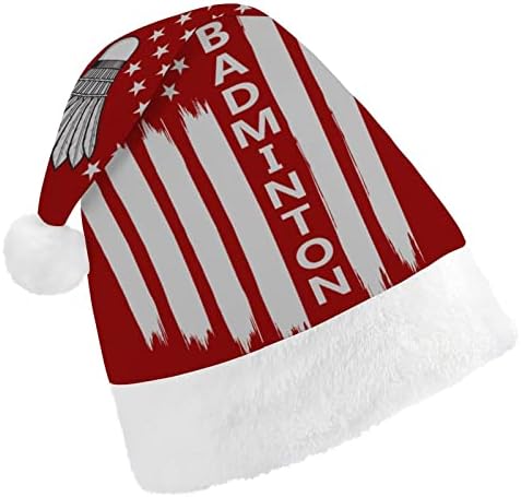 Badminton com bandeira americana chapéu de natal chapéu de santa engraçado chapéus de natal chapéus para