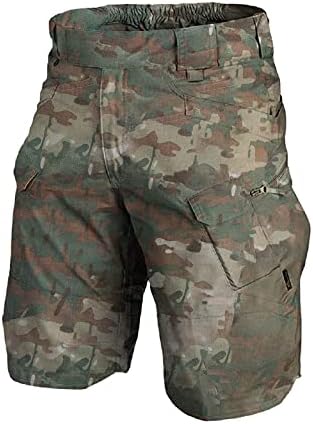 Wenkomg1 shorts táticos de homens, troncos militares de joelhos sólidos ripstop ripstop multi-bockets de
