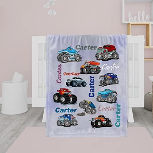 Angeline Kids USA fez cobertor personalizado de bebê, nome personalizado de bebê, cobertor de caminhão