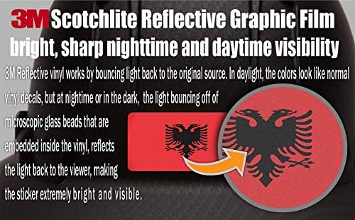 3M Reflexivo Albânia e adesivos de bandeira dos EUA | Decalques de segurança versáteis | Chapéus, laptops,