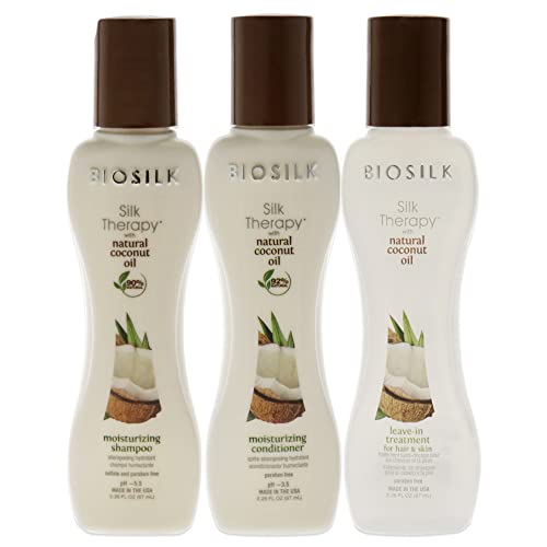 Terapia de seda de Biossilk com óleo de coco natural 2,26 onças de shampoo hidratante, condicionador