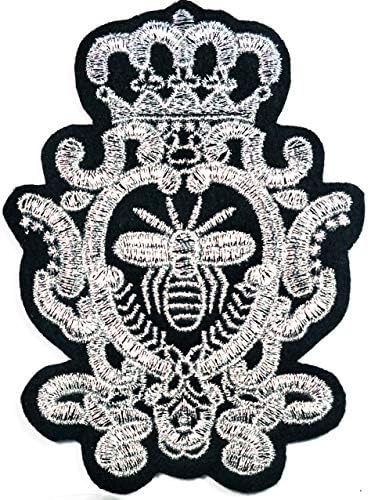 Parita Bela Silver Bee Crown Wreath Wreath Cartoon Iron on Patch Aplique Applique Bordeded costure em ferro