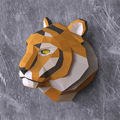 Wll-DP Majestic Tiger Head Look Paper Trophy Trophy Geométrico Origami Puzzle Diy Escultura de papel