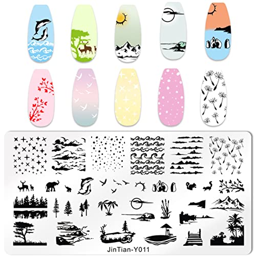 Conjunto de pratos de estampagem de arte de unhas de Ocean Niceneeded, modelos de carimbos de unhas de 6pcs com