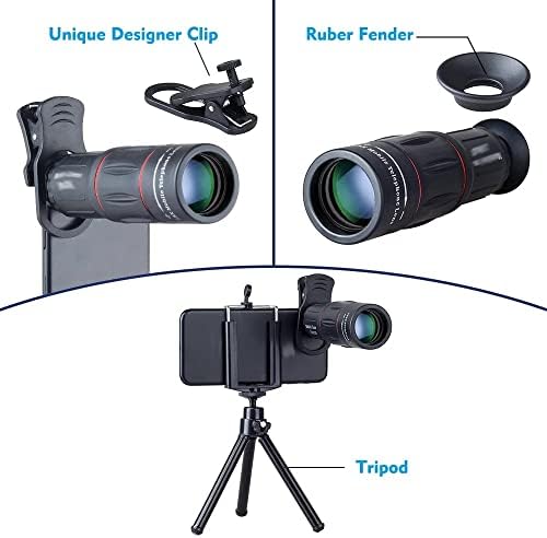 TBGFPO 18X Monocular Zoom Optical Phone Lens Universal for Smartphones Clip Lens de câmera telefoto