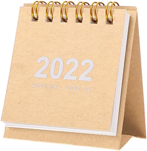 NUOBESTY HOME Decor 2022 Calendário de mesa Stand Up Desktop Calendário Mini calendário de mesa calendário para
