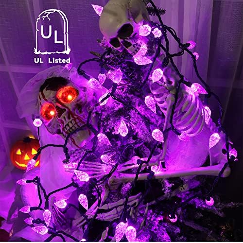 Luzes de Natal Purple Purple Lights, 19,68ft 60 LEDs LED LUZES PURPAS CONNECTÍVEIS, 120V UL Plug -in Certificado