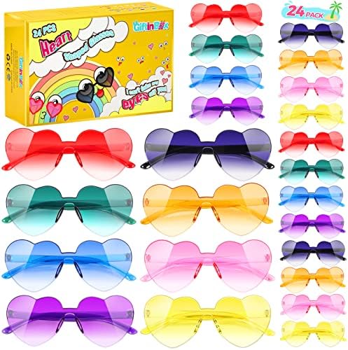 GRESTInBox 24 pacote de óculos de sol do coração Pacote de coração Os óculos de sol em forma de solas, óculos