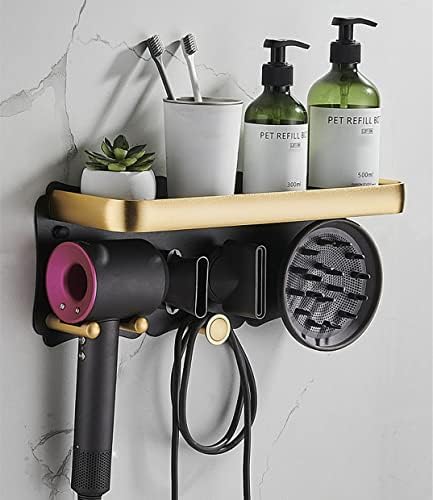 Secador de cabelo parede montado com prateleira de ferramentas de cabelo de banheiro para Dyson e outros secadores