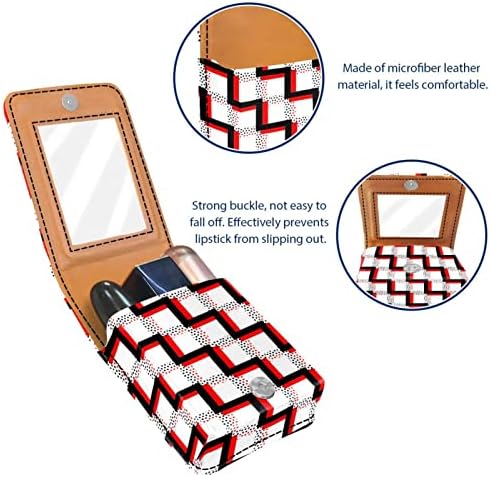 Caixa de batom Oryuekan, bolsa de maquiagem portátil fofa bolsa cosmética, organizador de maquiagem do porta -maquiagem, padrão de xadrez vermelho preto