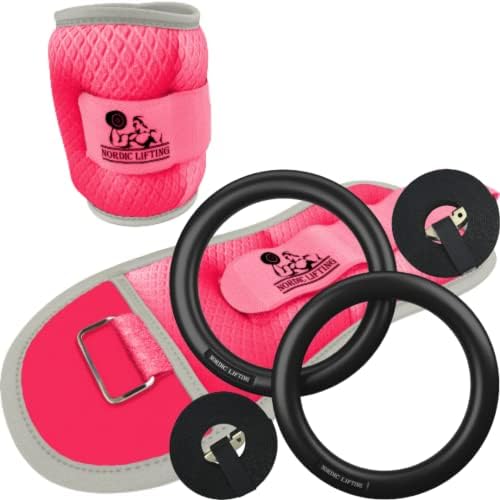 Pesos do pulso do tornozelo 2lb - pacote rosa com anel de ginástica