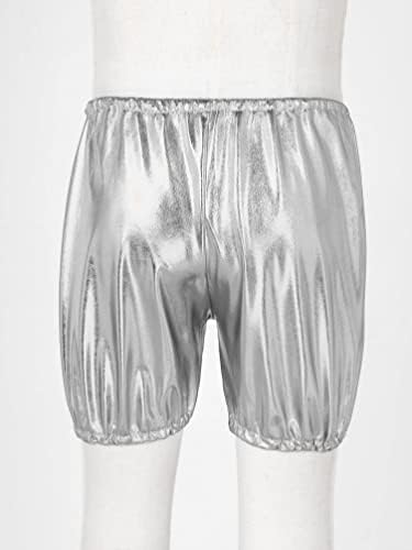 Garotas para crianças vencedoras shorts metálicos calças quentes brilhantes cintura elástica de ioga